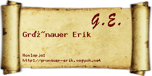 Grünauer Erik névjegykártya